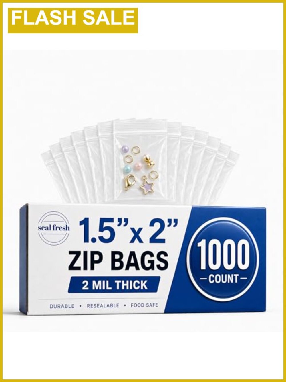 Mini Resealable Plastic Bags with Zipper Seal 1000 Count Clear